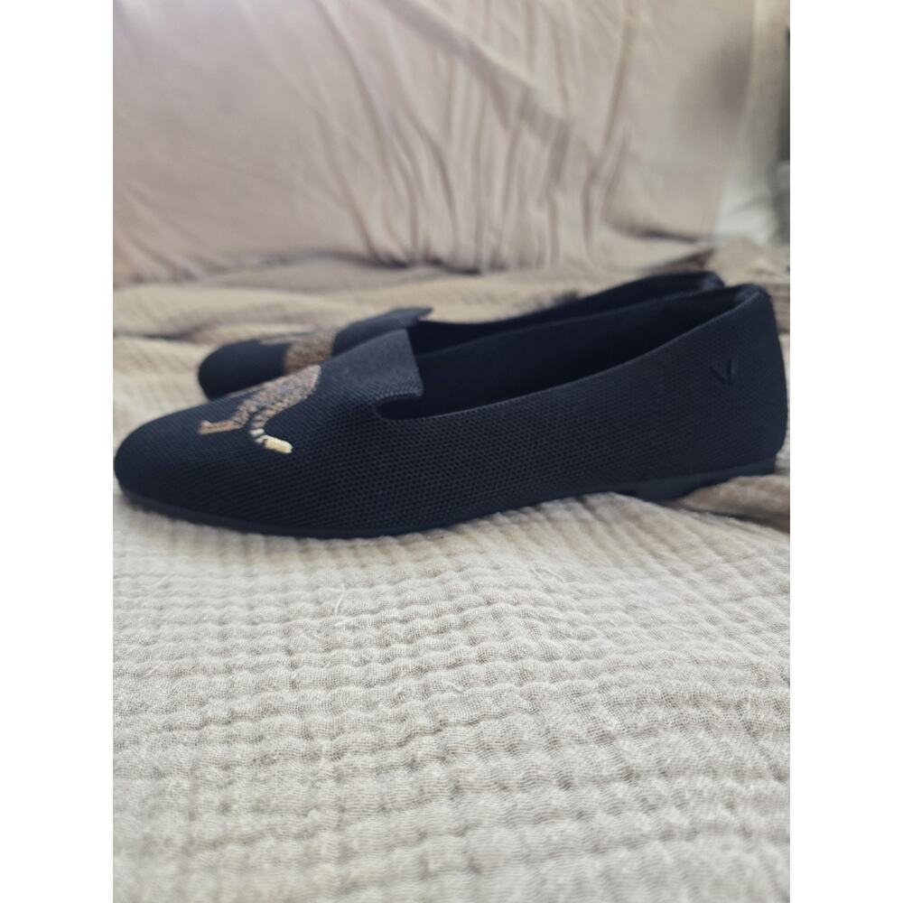 Vivaia Audrey Round-Toe Embroidered Loafer Black Cheetah Size 8.5 cat comfort - Picture 8 of 12